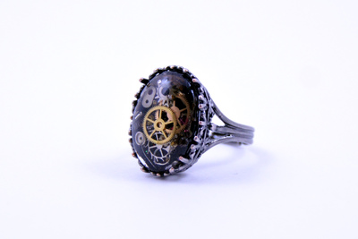 Steampunk Ring made with real watch parts