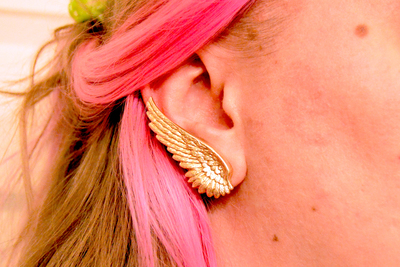 5/8 9/16 1/2 00g 0g or Studs USA Gold Brass Wing Plugs / Earrings