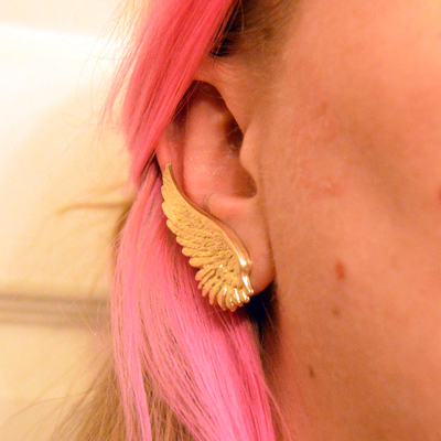 5/8 9/16 1/2 00g 0g or studs usa gold brass wing plugs / earrings