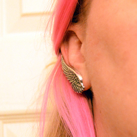 5/8 9/16 1/2 00g 0g or Studs USA Silver Brass Wing Plugs / Earrings - Thumbnail 1