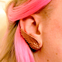 5/8 9/16 1/2 00g 0g or Studs USA Rose Gold Brass Wing Plugs / Earrings - Thumbnail 1