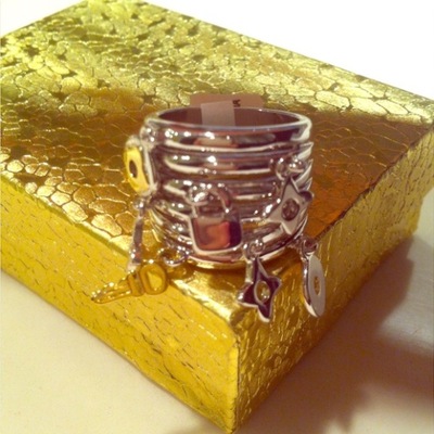Two toned 14k gold plated stacked ring