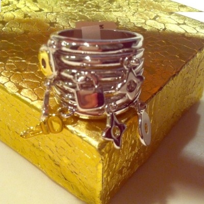 Two toned 14k gold plated stacked ring