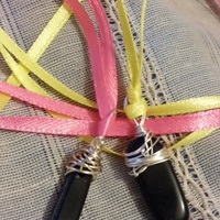 Purple/Indigo "Blue Goldstone" Pendant Ribbon Necklace - Thumbnail 1