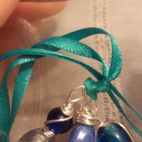 blue triple wire wrapped pendant necklace - Thumbnail 1