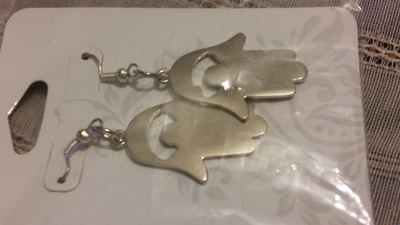 Silver Hand/Angel Indian Religious Protection Symbol Earrings