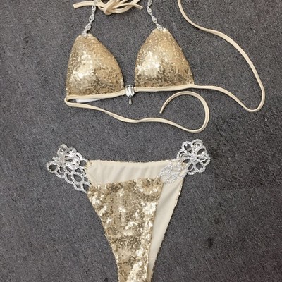 Gold sequin bikini swimsuit