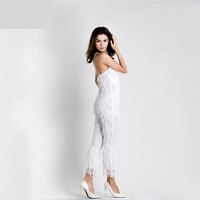 White Sequin Jumpsuit - Thumbnail 2