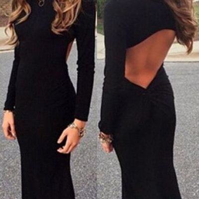 Black prom dress,mermaid prom dress,simple prom gown,backless prom dresses