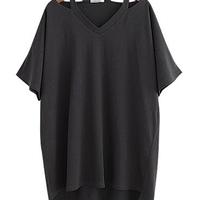 XL-5XL Gray/White/Black Leisure Short Sleeve T-Shirt SP165607 - Thumbnail 2