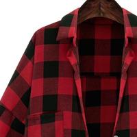 XL-5XL Red/Black Grid Leisure Long Sleeve Shirt SP165609 - Thumbnail 1