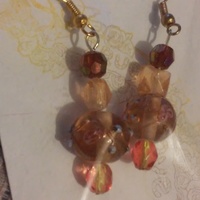 peach blown glass bead earrings - Thumbnail 1
