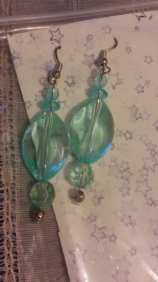 sea green acrylic bead earrings