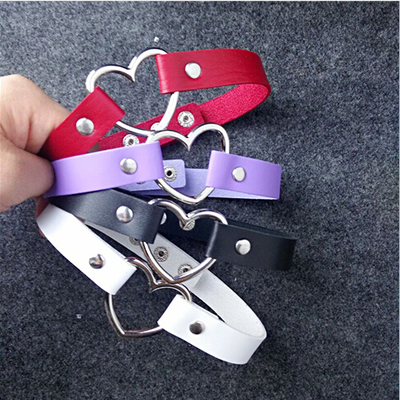 Japanese harajuku pu heart-shaped necklace