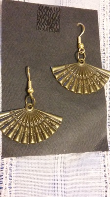gold asian fan earrings
