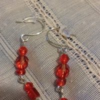red mini dangles silver hook - Thumbnail 1