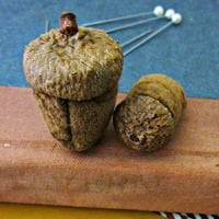 Mini Acorn Pincushions in Brown, Handmade Set of 2 - Thumbnail 2
