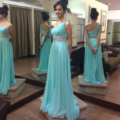 One shoulder strap long prom dress evening party dresses pst0620