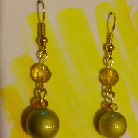 yellow clear and metallic bead earrings - Thumbnail 2