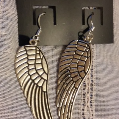 Silver wing earrings
