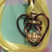 brown, gold, copper twisted heart necklace - Thumbnail 2