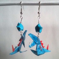 Origami earrings: Totodile - Thumbnail 1
