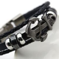 Leather Anchor Bracelet - Thumbnail 1