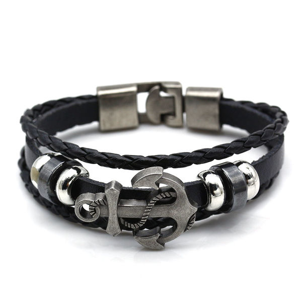 Leather Anchor Bracelet