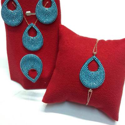 Turkish ethnic turquoise fuchsia vintage silver sets - Thumbnail 4