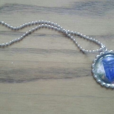 Dr. who bottle cap tardis ball chain necklace