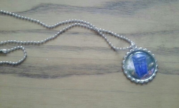 Dr. Who Bottle Cap TARDIS Ball Chain Necklace