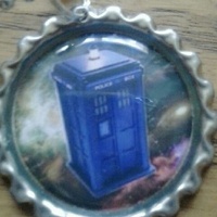 Dr. Who Bottle Cap TARDIS Ball Chain Necklace - Thumbnail 1