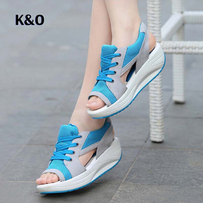 Sports mesh wedge sandals