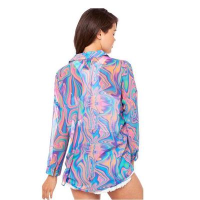 S/ m harajuku multi-color chiffon long sleeve shirt