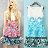 Casual Printed O Neck Dress - Thumbnail 3