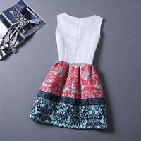 Casual Printed O Neck Dress - Thumbnail 1