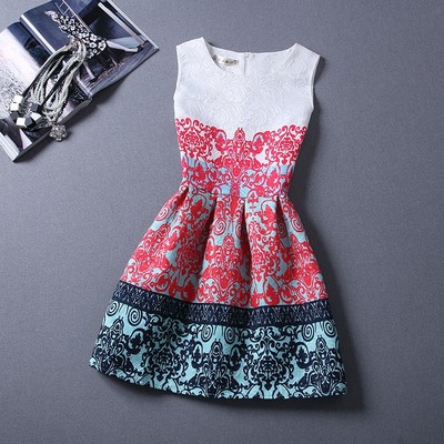Casual printed o neck dress