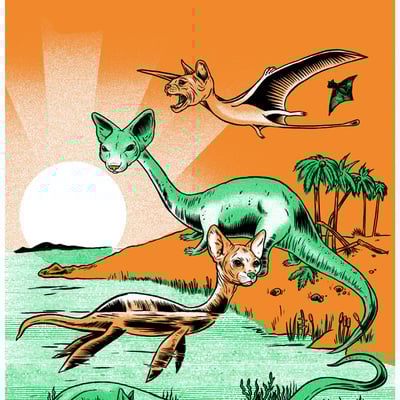 Dino cats print