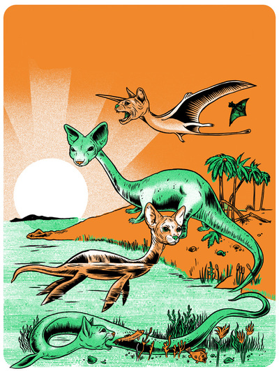 Dino Cats Print