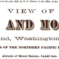 Tacoma and Mt. Rainier, Washington in 1878 - Bird's Eye View, Aerial map, Panorama, Vintage, Antique, Giclée, Fine Art, Wall Art, History - Thumbnail 3