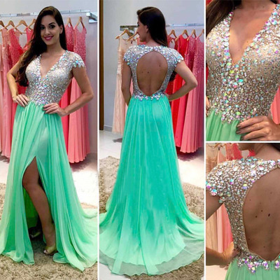 Sexy prom dresses,green prom dresses, open back prom dresses,prom dress online,2016 prom dress