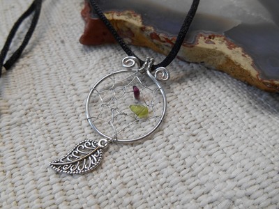 Silver dream-catcher with Garnet and peridot