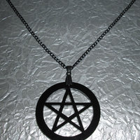 Black Acrylic Pentagram Necklace - Thumbnail 1