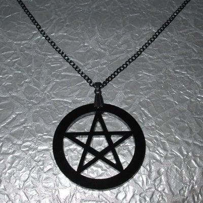 Black acrylic pentagram necklace