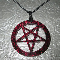 Red Acrylic Inverted Pentagram Necklace - Thumbnail 2