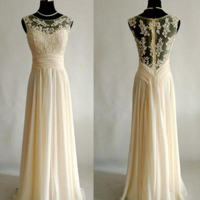 Champagne prom dress, lace bridesmaid dress ,cheap bridesmaid dress,long prom dress,prom dress online  - Thumbnail 4