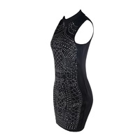 Tight Fitted Studded Geometric Dress - Thumbnail 3