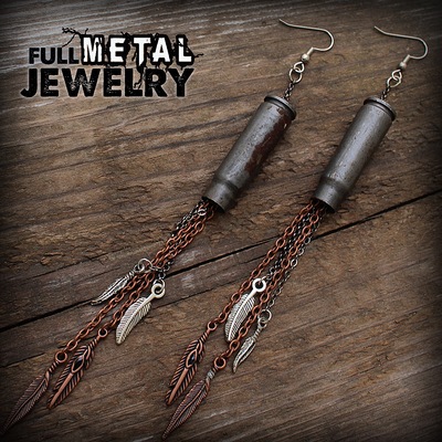 Feather bullet earrings