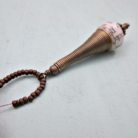 Paper Bead Pendant, Handmade from Salvaged Paper: Poem - Thumbnail 3