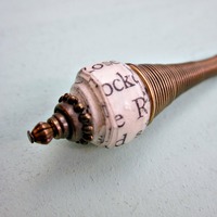 Paper Bead Pendant, Handmade from Salvaged Paper: Poem - Thumbnail 2